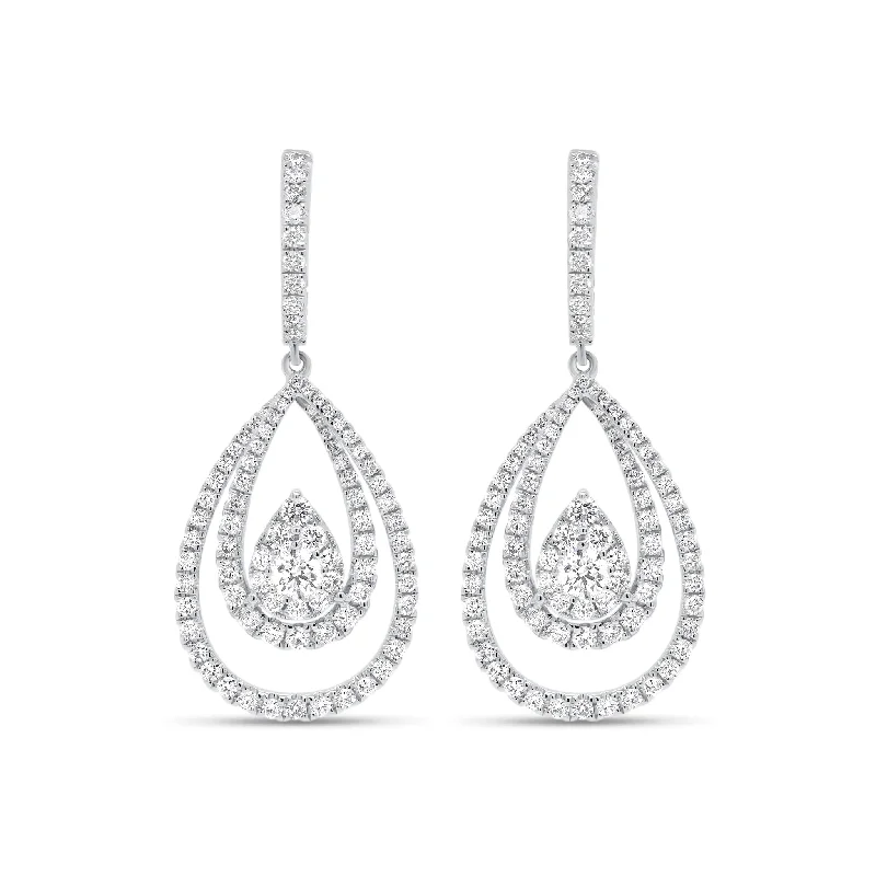 Personalized Jewelry At Special Discount Rates Diamond Layered Teardrop Dangle Earrings