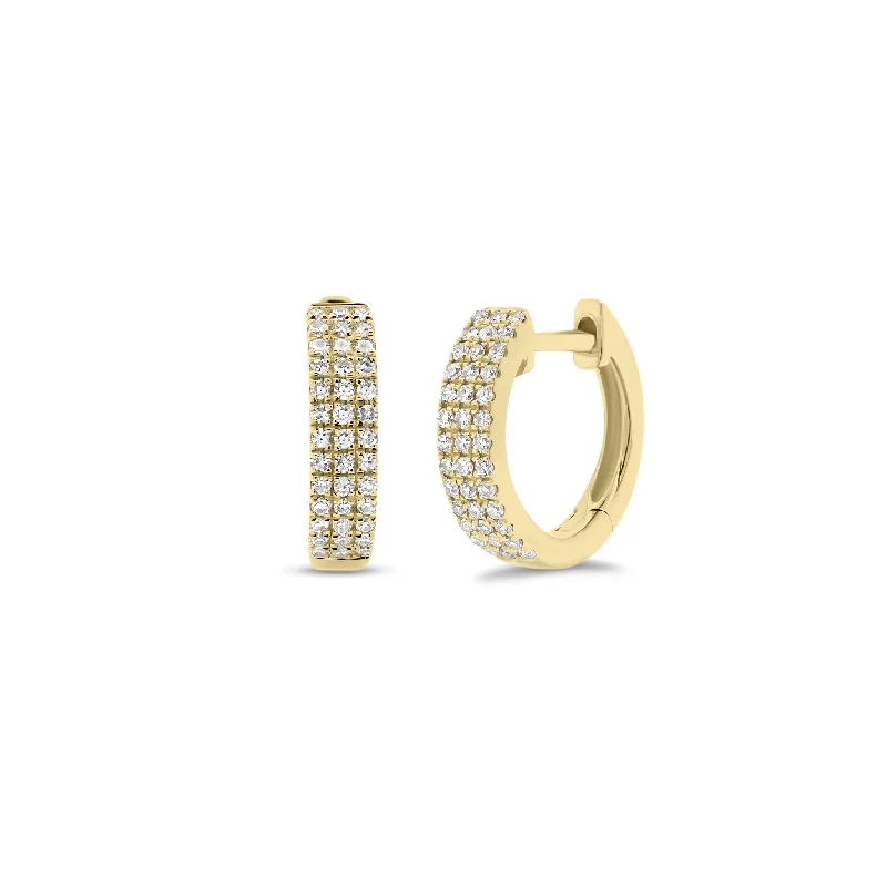 Elegant Jewelry Styles At Budget-Friendly Prices Diamond Triple Row Small Huggie Earrings