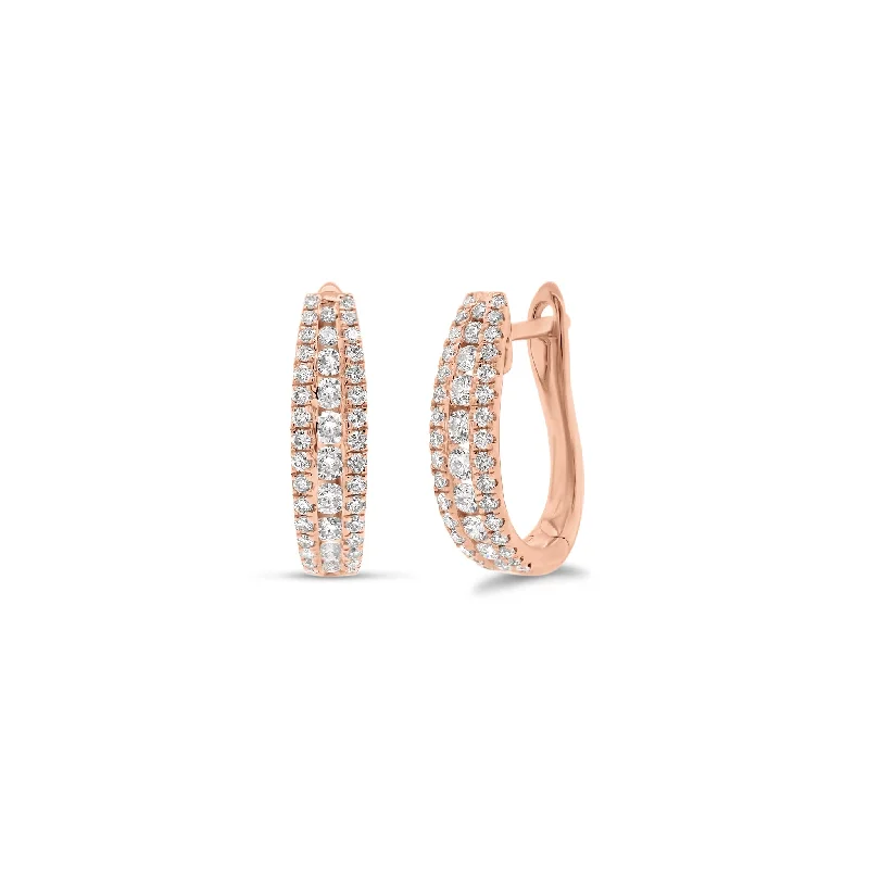 Seasonal Jewelry Sale – Upgrade Your Style Today Triple Row Channel-Set Center Small Diamond Huggie Earrings