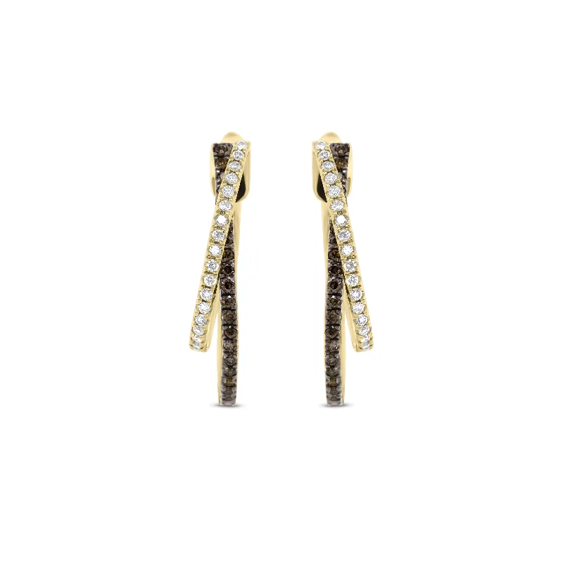 Exclusive Jewelry Sale – Sparkle For Less Diamond Two-Tone Crossover Hoop Earrings
