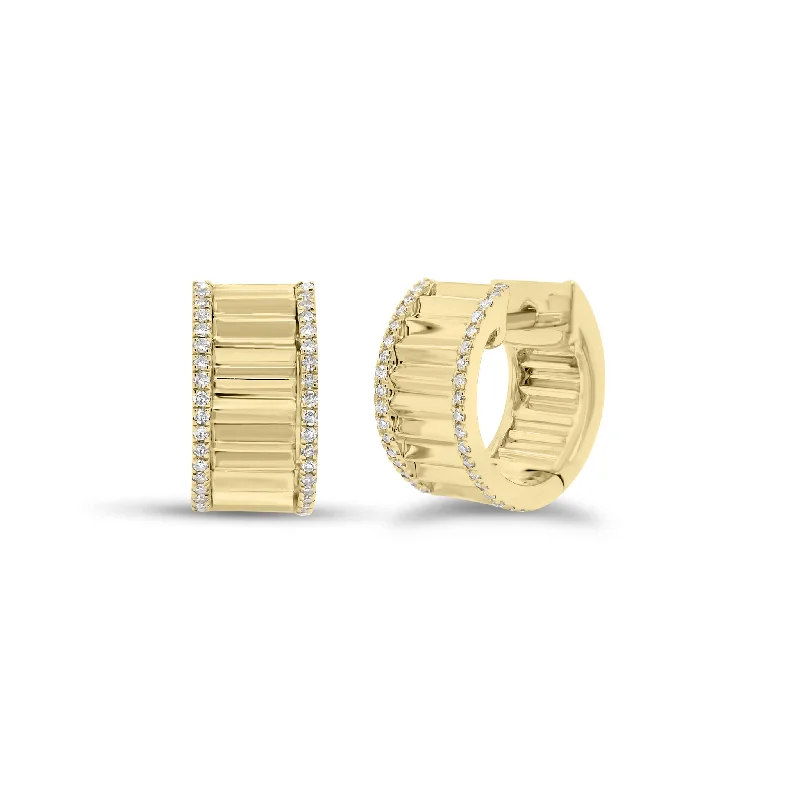 Buy More, Save More On Stunning Jewelry Pieces Diamond Wide Ridged Huggie Earrings