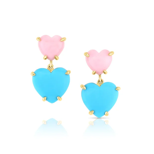 Shop Dazzling Jewelry With Special Promotional Discounts Double Gemstone Heart Drop Earrings