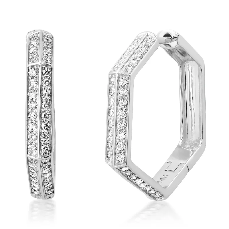Big Discounts On Elegant Jewelry Collections Electric Hexagon Diamond Huggies