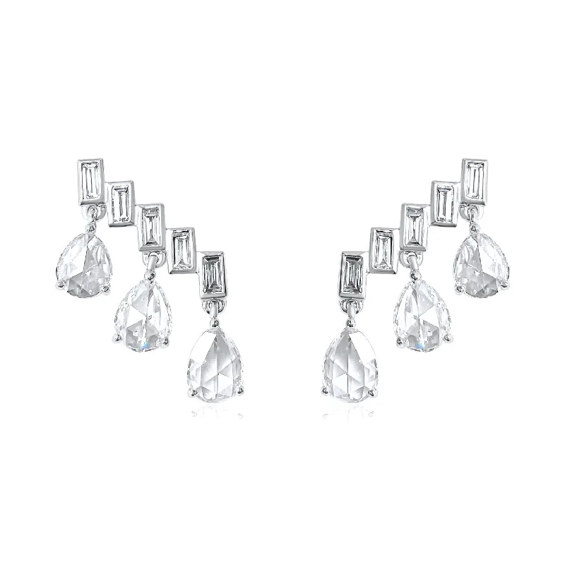 Stunning Statement Jewelry, Unbeatable Discounts Enlightenment Rosecut & Baguette Diamond Ear Climbers
