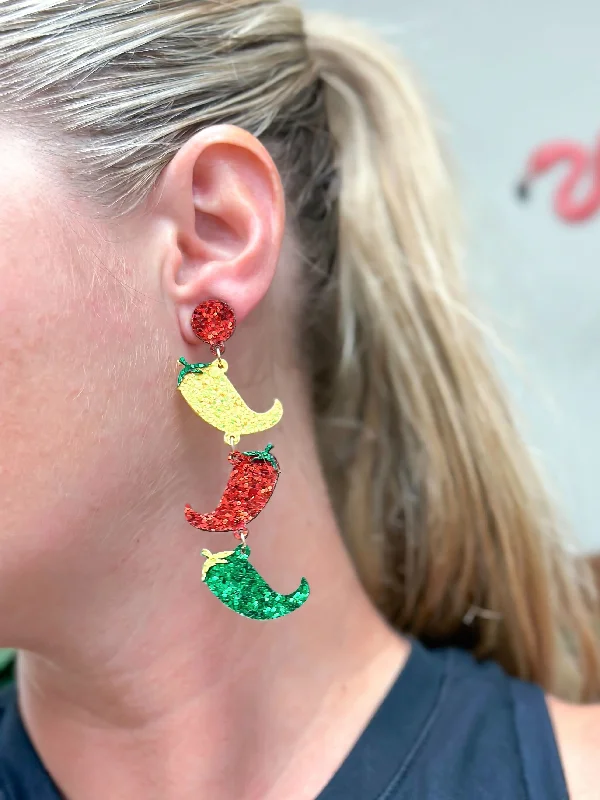 Fine Jewelry, Limited-Time Offers Available Glitter Chili Pepper Dangle Earrings