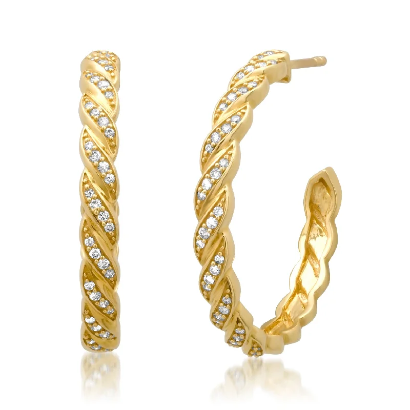 Exclusive Jewelry Discounts – Shop Now For Savings Gold & Diamond Braided 1" Hoop Earrings