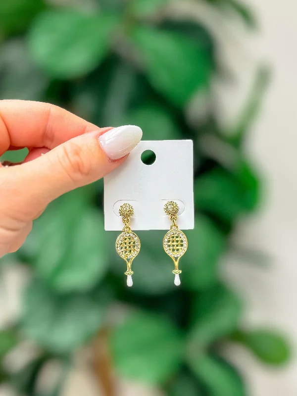 Elegant Jewelry, Affordable Luxury – Shop Now Gold Dipped Tennis Racket Dangle Earrings