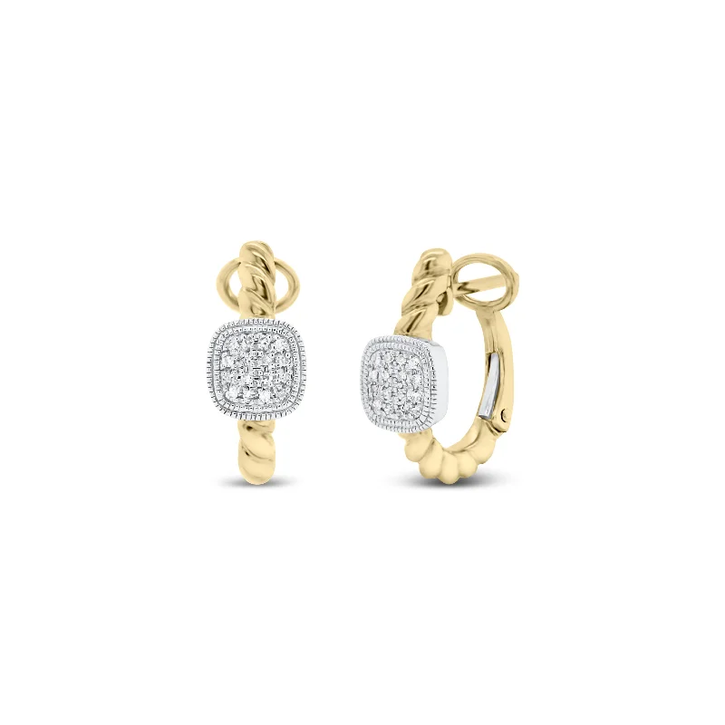 Affordable Glamour – Must-Have Jewelry At Special Rates Gold Twist Huggie Earrings with Diamond Squares