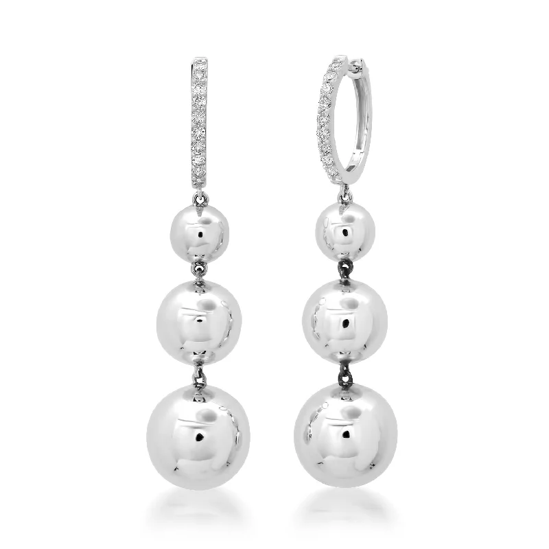 Must-Have Jewelry At Irresistible Discounts Graduated Ball Drop Earrings On Diamond Huggie Hoop