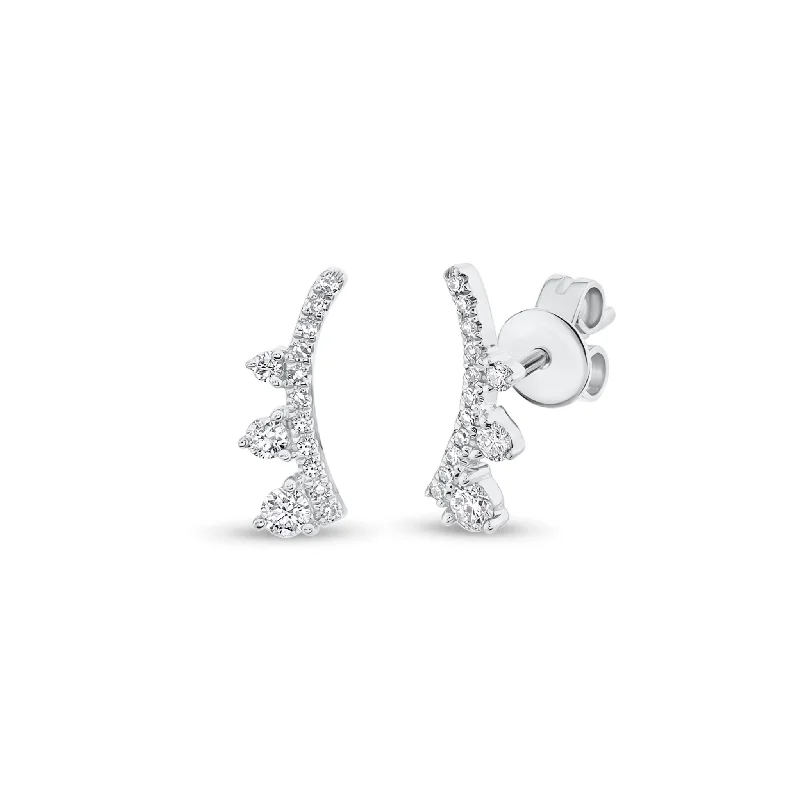 Personalized Engraved Jewelry For Meaningful Gifts Graduated Diamond Arc Crawler Earrings