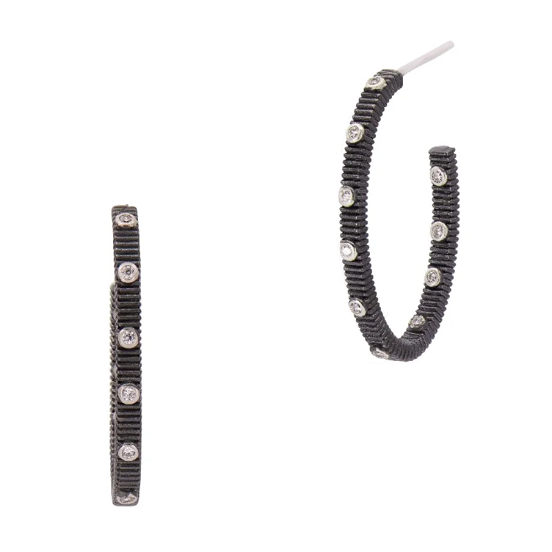 Get Ready To Sparkle – Special Jewelry Discounts Industrial Finish Ribbed Metro Hoop Earrings