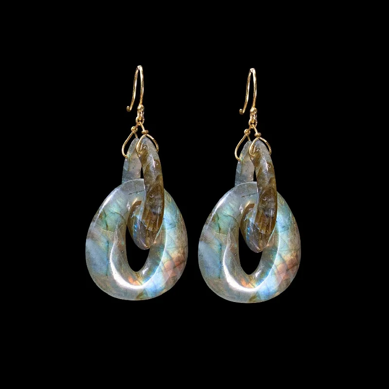Glamorous Jewelry, Glamorous Deals – Shop Now Interlocking Peacock Eye Hand Cut Stone Earring