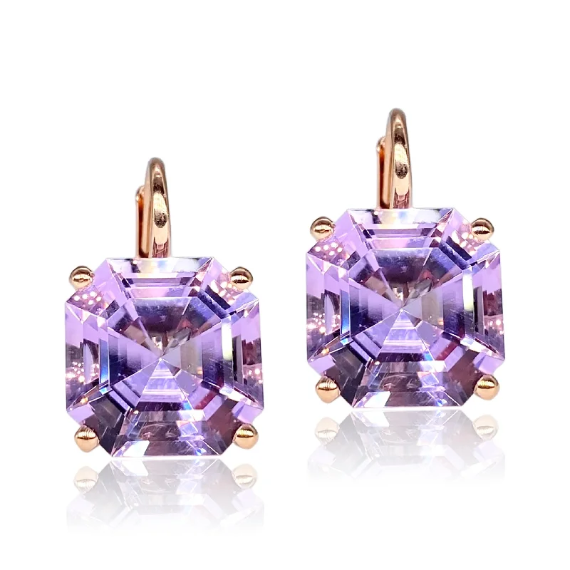 The Perfect Jewelry Piece At The Perfect Price Large White Topaz or Rose De France Octagonal Drop Earrings