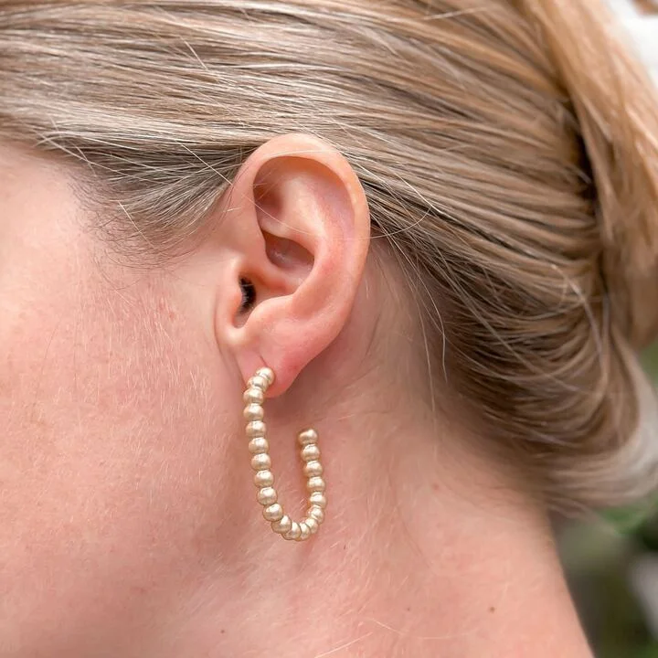 Shine In Style – Shop Jewelry Discounts Today Matte Ball Oval Hoop Earrings - Gold