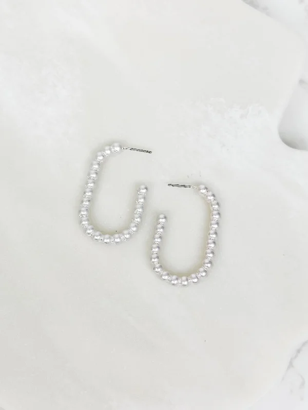 Timeless Jewelry Styles At Wallet-Friendly Prices Matte Ball Oval Hoop Earrings - Silver