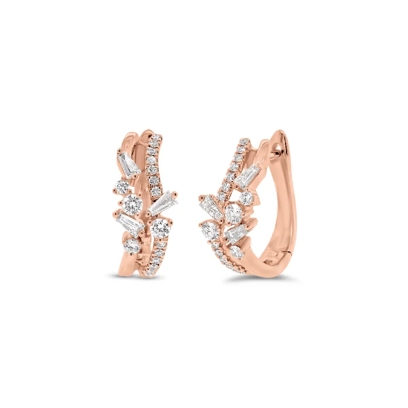 Limited-Time Offer On Elegant Jewelry Pieces Mixed Cut Diamond Huggie Earrings