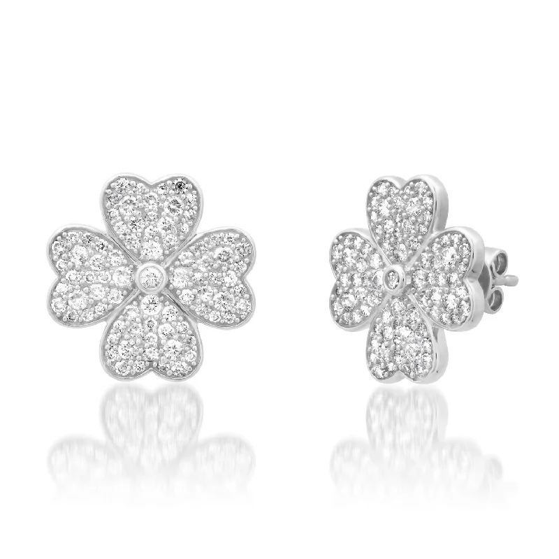 Beautiful Jewelry, Breathtaking Discounts – Hurry In Pave Diamond Lucky Clover Statement Stud Earring