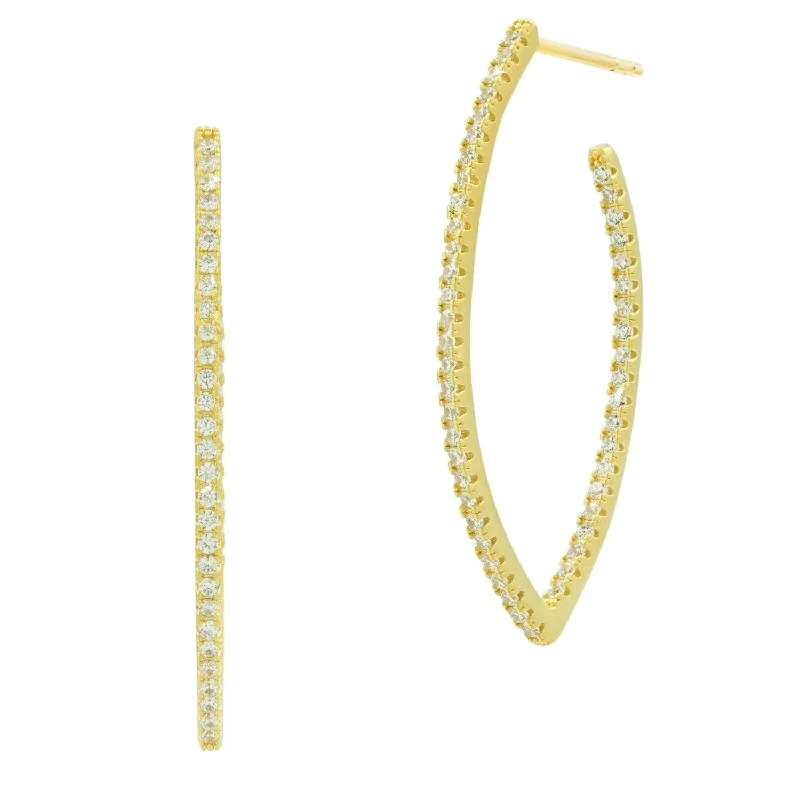 Get The Best Deals On Timeless Jewelry Pieces Allover Pointed Oval Pavé Hoop Earring