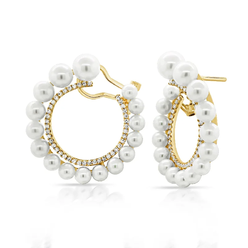 Limited-Time Jewelry Sale – Don't Miss Out On Dazzling Discounts Pearl & Diamond Front-Facing Hoop Earrings