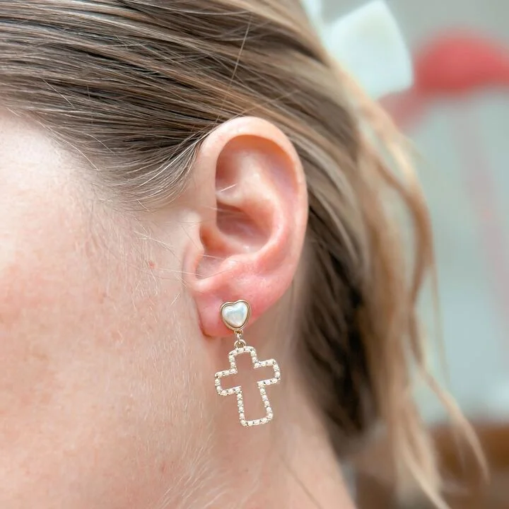 Holiday Jewelry Sale – Perfect Gifts At The Best Prices Pearl Lined Cross Dangle Earrings - Gold Holiday Jewelry Sale – Perfect Gifts At The Best Prices Pearl Lined Cross Dangle Earrings - Gold