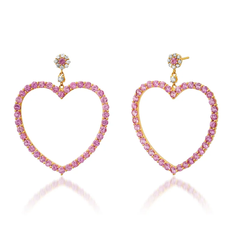 Seasonal Jewelry Sale – Upgrade Your Collection Pink Sapphire Jumbo Ooen Heart Earrings