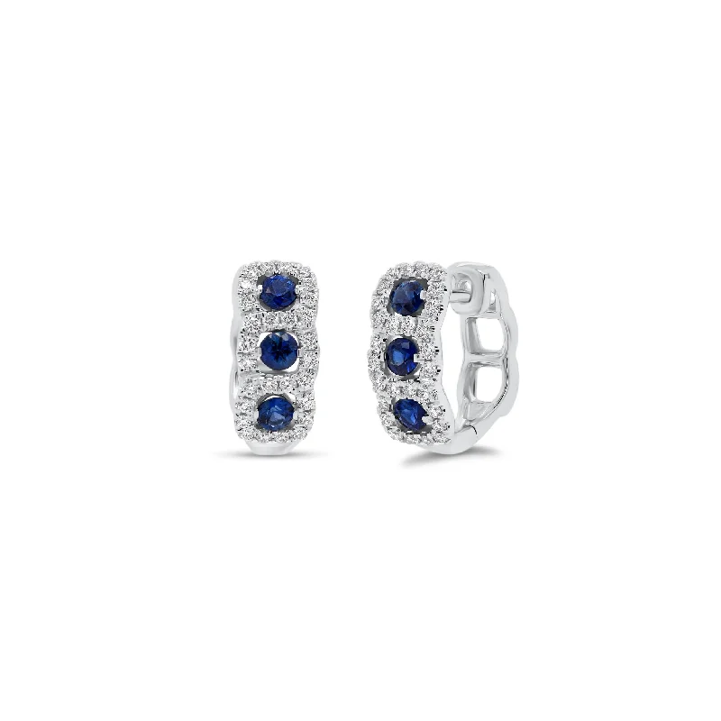Luxury Jewelry Sale – Sparkle For Less Sapphire & Diamond Cushion-Shaped Huggie Earrings