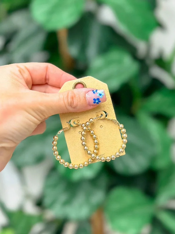 Affordable Glamour – Premium Jewelry For Less Shiny Ball Hoop Earrings - Gold