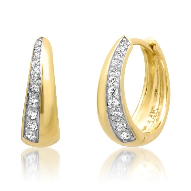 Exclusive Jewelry Sale – Limited-Time Discounts Split Diamond & High Polish Gold Huggie Hoop