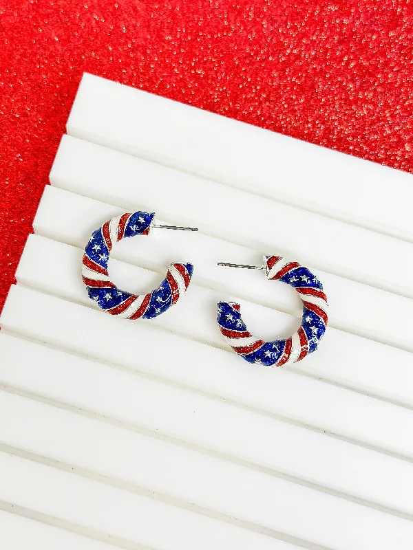 Personalized Jewelry Sale – Unique Gifts At Low Prices Stars & Stripes Enamel Hoop Earrings