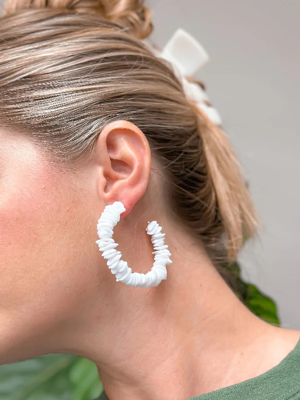 Unique Jewelry For Less – Shop The Sale Now Summer Shell Hoop Earrings - White