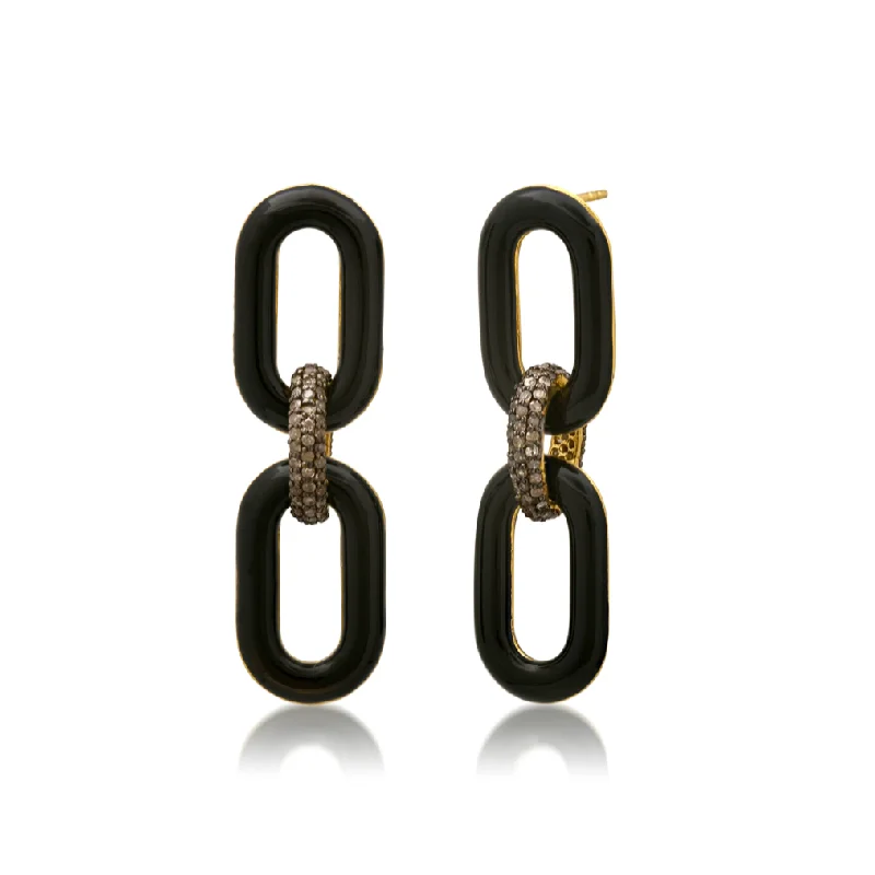 Exclusive Jewelry Sale – Limited-Time Discounts The Peyton Enamel & Diamond Link Earrings