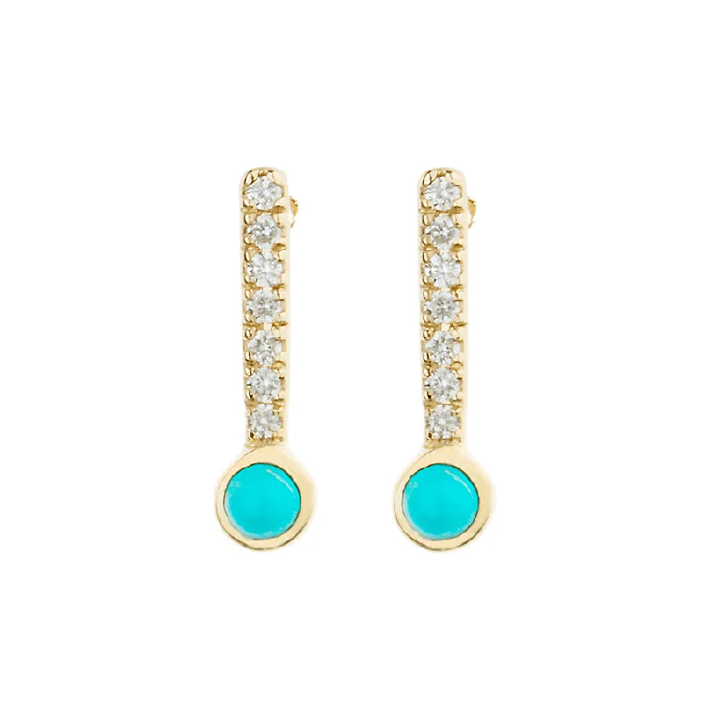 Waterproof Stainless Steel Jewelry For Lasting Beauty Diamond and Turquoise Sticks & Stones Stud Earring