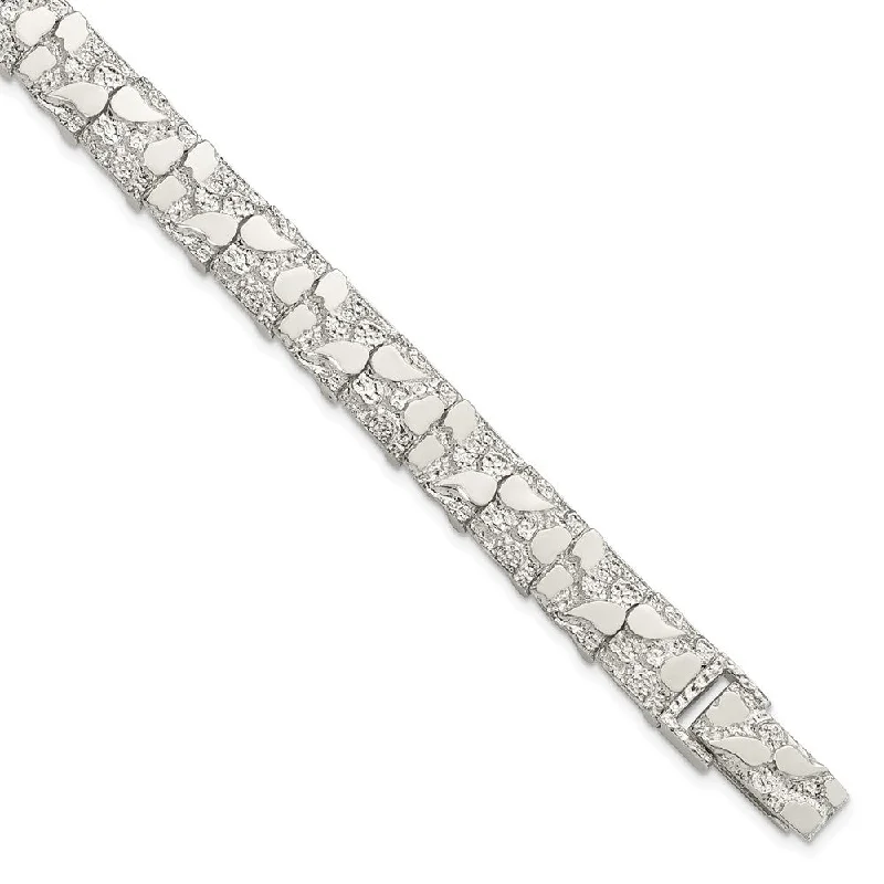 Customized Silver Jewelry For Unique Style 9mm Sterling Silver Nugget Link Bracelet, 8 Inch Customized Silver Jewelry For Unique Style 9mm Sterling Silver Nugget Link Bracelet, 8 Inch
