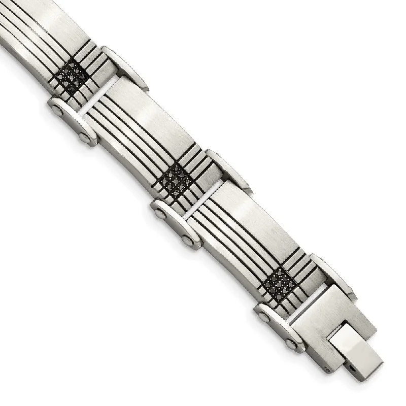 Big Savings On Your Favorite Jewelry Pieces Men's 13mm Stainless Steel and Black Diamond Bracelet - 8.5 Inch Big Savings On Your Favorite Jewelry Pieces Men's 13mm Stainless Steel and Black Diamond Bracelet - 8.5 Inch