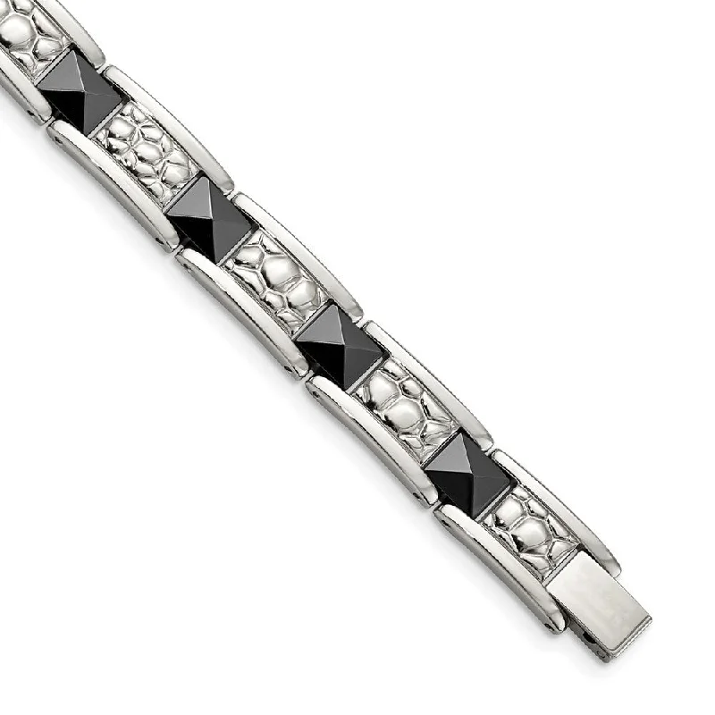 Elegant Jewelry At Unbeatable Prices – Shop Today Men's Stainless Steel, Black Ceramic & Pebble Texture Bracelet, 8.5 In Elegant Jewelry At Unbeatable Prices – Shop Today Men's Stainless Steel, Black Ceramic & Pebble Texture Bracelet, 8.5 In
