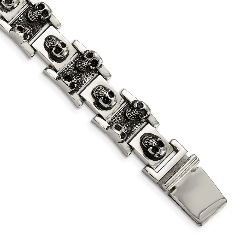 Elevate Your Jewelry Collection With Limited-Time Savings Men's Stainless Steel Skulls Bracelet, 8 Inch Elevate Your Jewelry Collection With Limited-Time Savings Men's Stainless Steel Skulls Bracelet, 8 Inch