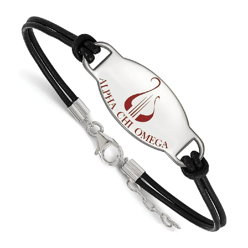Beautiful Jewelry, Breathtaking Discounts – Hurry In Sterling Silver Alpha Chi Omega Enamel Black Leather Bracelet - 7 in. Beautiful Jewelry, Breathtaking Discounts – Hurry In Sterling Silver Alpha Chi Omega Enamel Black Leather Bracelet - 7 in.