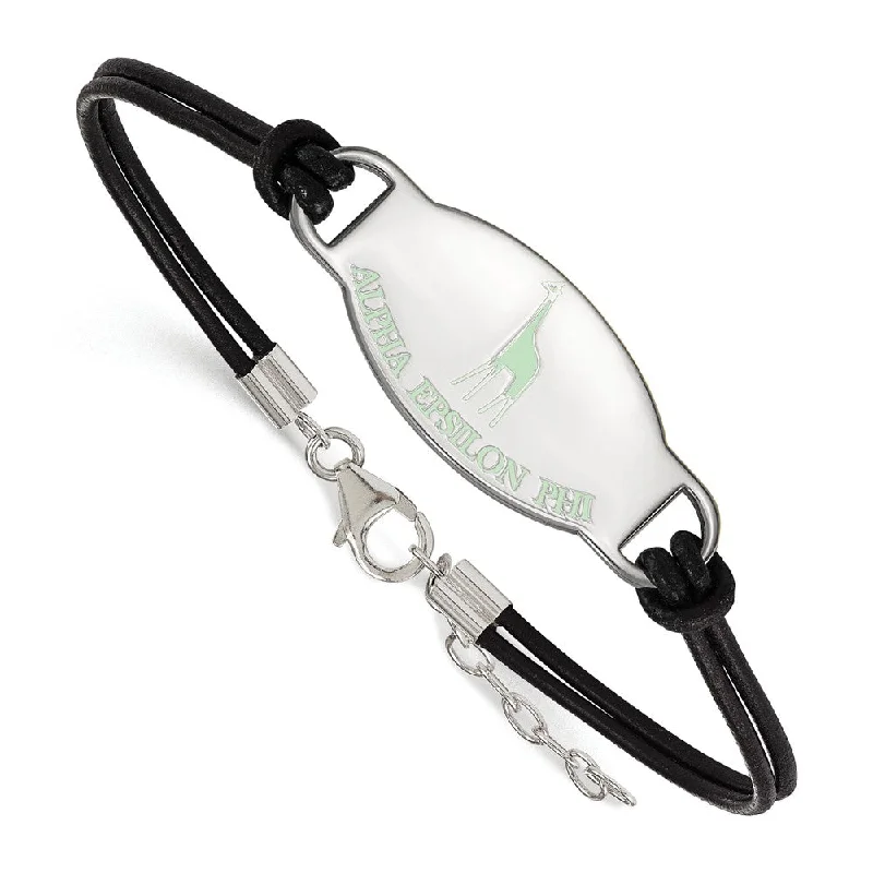 The Jewelry Sale You've Been Waiting For Is Here Sterling Silver Alpha Epsilon Phi Enamel Leather Bracelet - 7 in. The Jewelry Sale You've Been Waiting For Is Here Sterling Silver Alpha Epsilon Phi Enamel Leather Bracelet - 7 in.