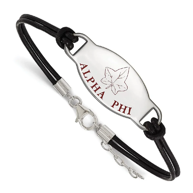 Jewelry Clearance Event – Last Chance For Stunning Deals Sterling Silver Alpha Phi Enamel Black Leather Bracelet - 7 in. Jewelry Clearance Event – Last Chance For Stunning Deals Sterling Silver Alpha Phi Enamel Black Leather Bracelet - 7 in.
