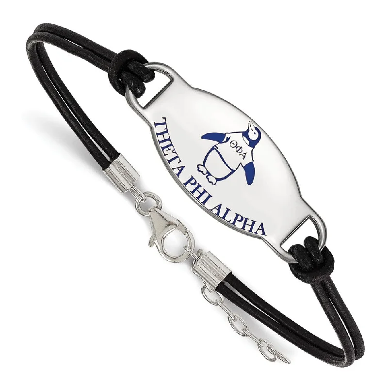 Unbeatable Offers On Luxury And Everyday Jewelry Sterling Silver Theta Phi Alpha Enamel Black Leather Bracelet - 7 in. Unbeatable Offers On Luxury And Everyday Jewelry Sterling Silver Theta Phi Alpha Enamel Black Leather Bracelet - 7 in.