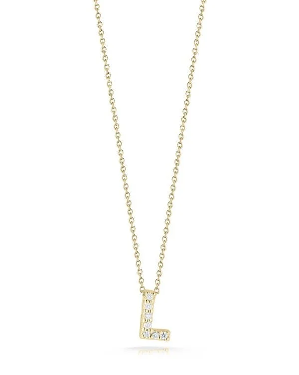 Jewelry Clearance Sale – Final Reductions 18K YELLOW GOLD TINY TREASURES DIAMOND LOVE LETTER “L” NECKLACE