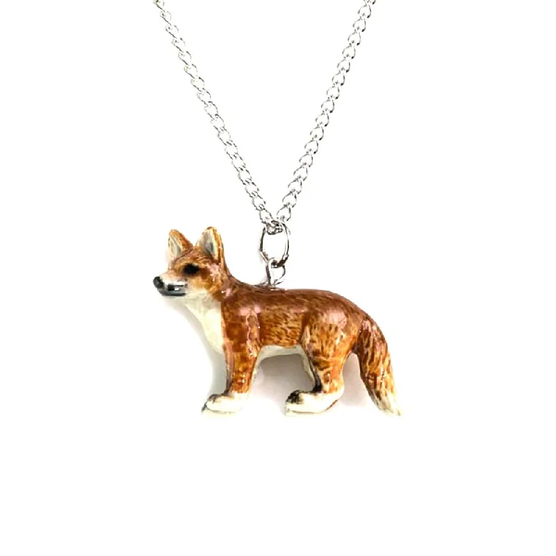 Handmade Pearl Jewelry For Timeless Elegance Red Fox Standing Pendant Porcelain Jewelry Handmade Pearl Jewelry For Timeless Elegance Red Fox Standing Pendant Porcelain Jewelry