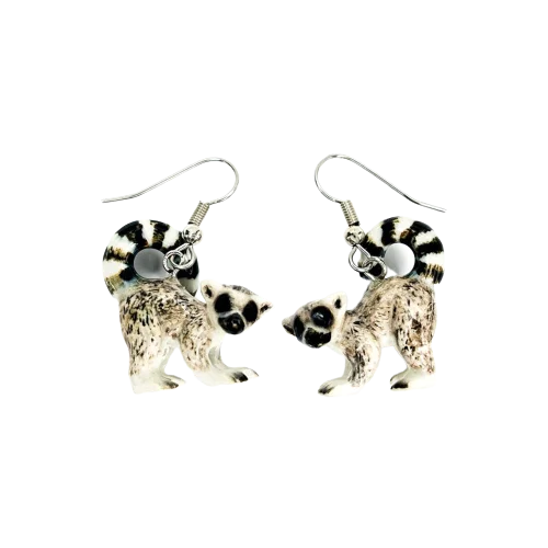 Premium Diamond Jewelry For Unforgettable Moments Ring-Tailed Lemur Porcelain Earrings Premium Diamond Jewelry For Unforgettable Moments Ring-Tailed Lemur Porcelain Earrings